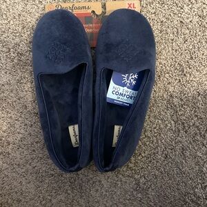 Dearfoams Dark Blue Memory Foam Slippers